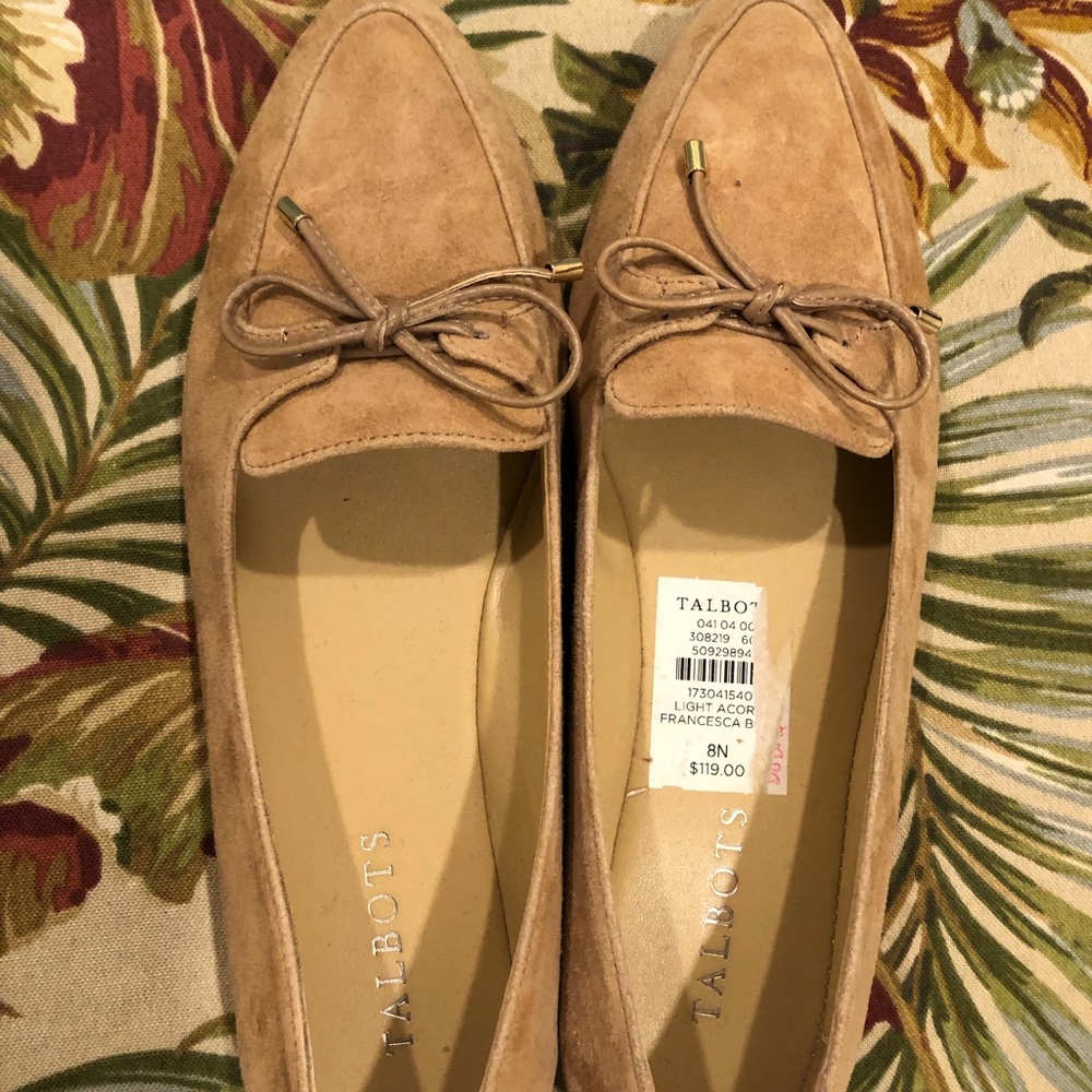 Tan suede loafers size 8AA